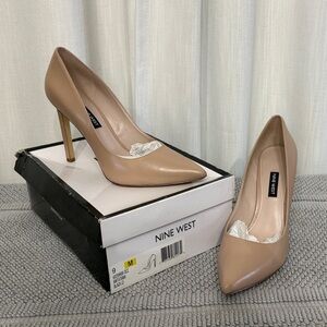 Nine West Nude Camel Leather Women’s Dress Heels Pumps Sz 9